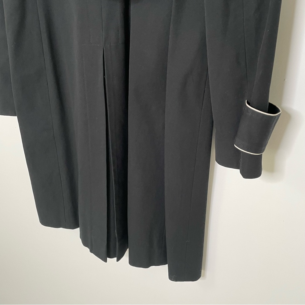 Elevated Minimalist | Black Knee-Length Trench w Off White Piping Trim | by Loft - Picture 11 of 16